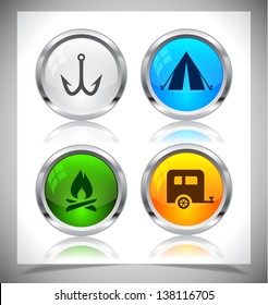 Cool color shiny metal web buttons. Vector illustration.