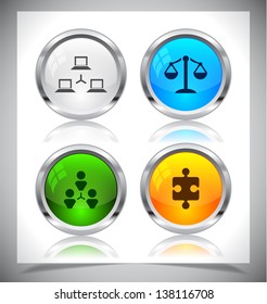 Cool color shiny metal web buttons. Vector illustration.