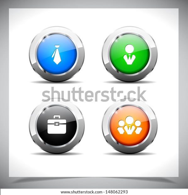 Cool Color Shiny Metal Web Buttons Stock Vector Royalty Free