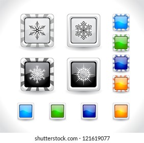 Cool color shiny plastic web buttons. Vector illustration.
