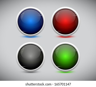 Cool color shiny plastic web buttons. Vector illustration.