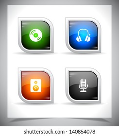 Cool color shiny web buttons. Vector illustration.
