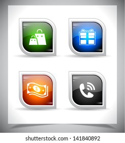Cool color shiny web buttons. Vector illustration.