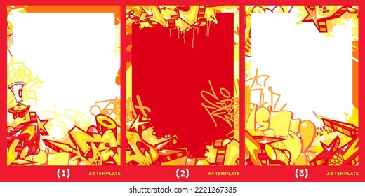Cool Colorful Abstract Urban Graffiti Style A4 Poster Vector Illustration Background Template