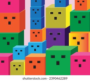 Cool Colorful Boxes Arrangement Pattern