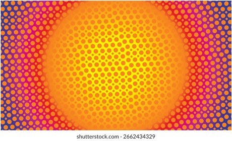 Fondo punteado colorido fresco. Dimensión 16:9. Ilustración vectorial.