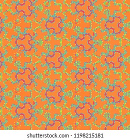 cool colorful geometric pattern with stippled edge over orange background. vivid design for textiles, fabric, backgrounds, backdrops and creative surface designs. pattern swatch at eps. file