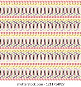 cool colorful geometric repeating pattern of squares, rectangles, and lines in modern colors and tribal design for textile, fabric, background, wallpaper, backdrop and templates. pattern swatch at eps