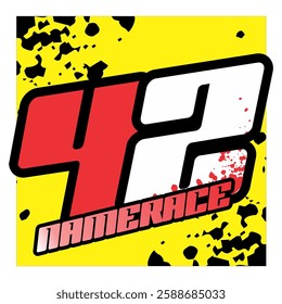 Cool colorful number 42 vector, and text NAME RACE.