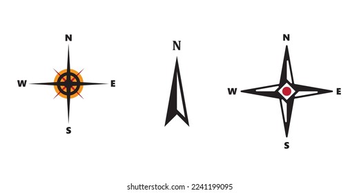 cool colorful pictures or symbols or logos of compass points or directions suitable for map designs or compass directions