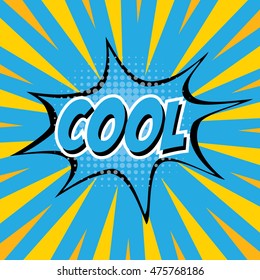 COOL, colorful speech bubble and explosions in pop art style. Elements of design comic books.Vector illustration
