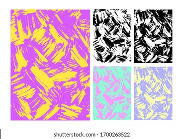 Cool colourful background selection. Free hand brush stroke, abstract art illustration. 90s themed colour scheme. 