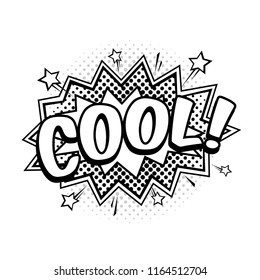 Cool comic book colouring speech bubble, sound effect. Superhero. Halftone effect. EPS 10