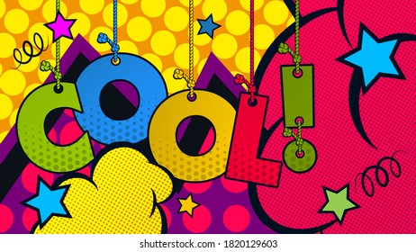 cool comic text pop art wallpaper vector illustration