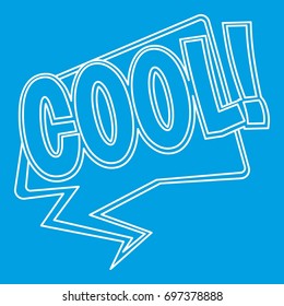 COOL, comic text sound effect icon blue outline style isolated vector illustration. Thin line sign