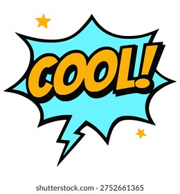 cool comic text speech bubble cartoon flat color vector illustration template design