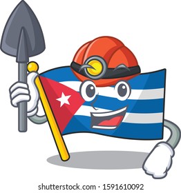 Cool confident Miner flag cuba Scroll cartoon character design