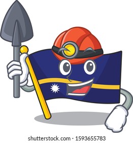 Cool confident Miner flag nauru Scroll cartoon character design