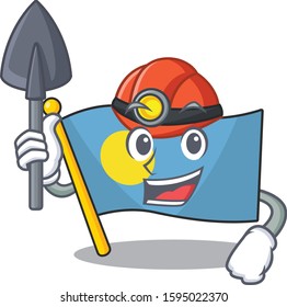Cool confident Miner flag palau Scroll cartoon character design