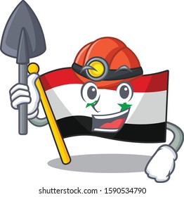 Cool confident Miner flag syria Scroll cartoon character design