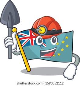 Cool confident Miner flag tuvalu Scroll cartoon character design