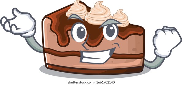 cool confident Successful chocolate cheesecake cartoon character style