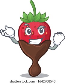 cool confident Successful chocolate strawberry cartoon character style
