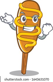 cool confident Successful corn dog cartoon character style