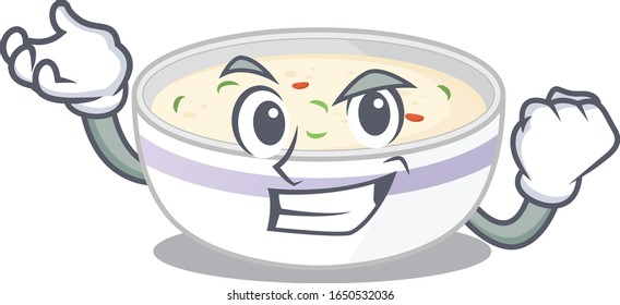 cool confident Successful steamed egg cartoon character style