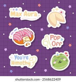 cool cookies and donuts doodle with 24k slang of journal sticker element