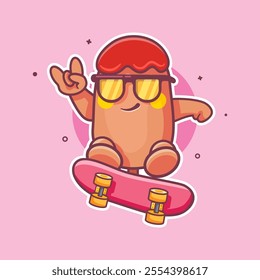 cool corn dog character mascot playing skateboard isolated cartoon