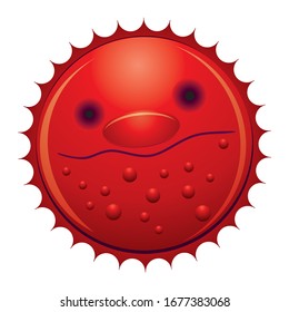 Cool corona virus mascot character with Smirking face. Coronavirus in the form of a evil, wicked smiley face, icon design style with Smirking face.