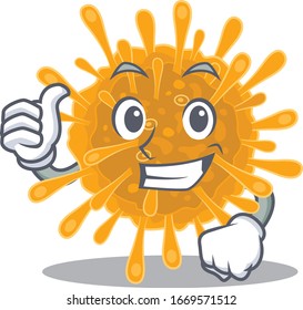 Cool coronavirus cartoon design style making Thumbs up gesture
