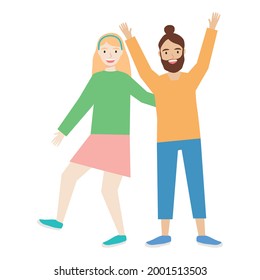 cool couple standing on background
