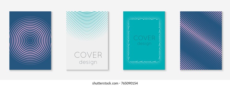 Cool cover geometric template set. Minimal trendy vector with gradients for flyer, poster, brochure and invitation. Minimalistic colorful shapes. Abstract illustration.