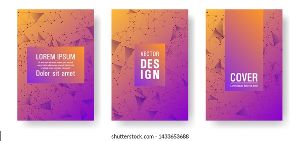 Cool cover layout design. Global network connection polygonal grid. Interlinked nodes, molecular or social media, web structure concept. Information technology concept cover.