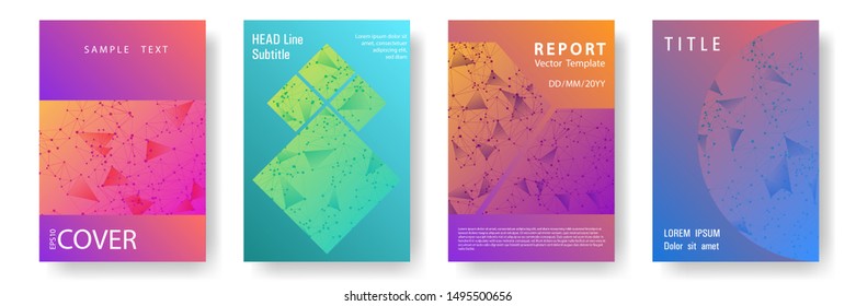 Cool cover page layout. Global network connection polygonal grid. Interlinked nodes, molecular or social media, web structure concept. Network nodes information technology cover.