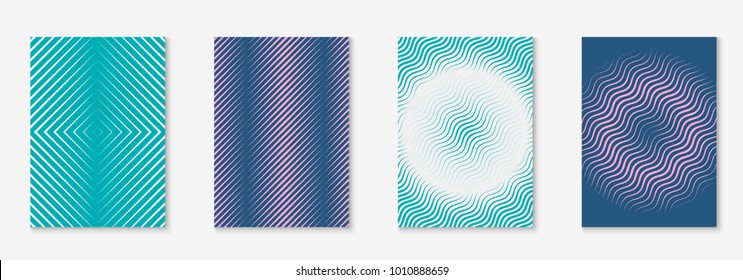 Cool cover template set. Minimal trendy vector with halftone gradients. Geometric cool cover template for flyer, poster, brochure and invitation. Minimalistic colorful shapes. Abstract illustration.