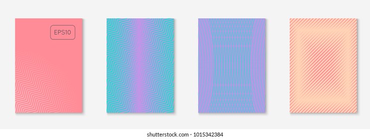 Cool cover template set. Minimal trendy vector with halftone gradients. Geometric cool cover template for flyer, poster, brochure and invitation. Minimalistic colorful shapes. Abstract illustration.