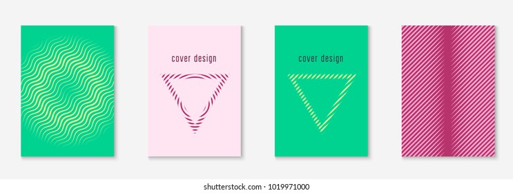 Cool cover template set. Minimal trendy vector with halftone gradients. Geometric cool cover template for flyer, poster, brochure and invitation. Minimalistic colorful shapes. Abstract illustration.