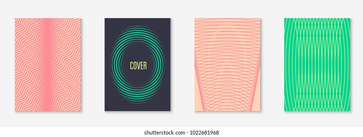 Cool cover template set. Minimal trendy vector with halftone gradients. Geometric cool cover template for flyer, poster, brochure and invitation. Minimalistic colorful shapes. Abstract illustration.