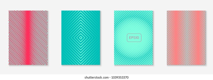 Cool cover template set. Minimal trendy vector with halftone gradients. Geometric cool cover template for flyer, poster, brochure and invitation. Minimalistic colorful shapes. Abstract illustration.