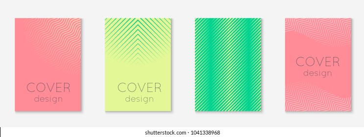 Cool cover template set. Minimal trendy vector with halftone gradients. Geometric cool cover template for flyer, poster, brochure and invitation. Minimalistic colorful shapes. Abstract illustration.