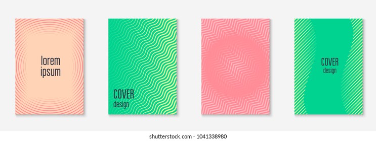 Cool cover template set. Minimal trendy vector with halftone gradients. Geometric cool cover template for flyer, poster, brochure and invitation. Minimalistic colorful shapes. Abstract illustration.