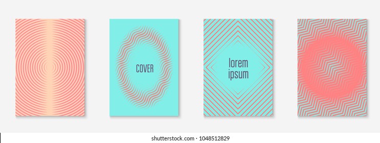 Cool cover template set. Minimal trendy vector with halftone gradients. Geometric cool cover template for flyer, poster, brochure and invitation. Minimalistic colorful shapes. Abstract illustration.