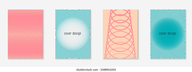 Cool cover template set. Minimal trendy vector with halftone gradients. Geometric cool cover template for flyer, poster, brochure and invitation. Minimalistic colorful shapes. Abstract illustration.