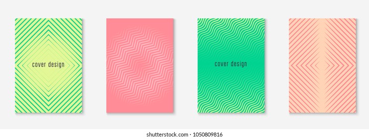 Cool cover template set. Minimal trendy vector with halftone gradients. Geometric cool cover template for flyer, poster, brochure and invitation. Minimalistic colorful shapes. Abstract illustration.