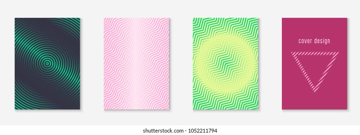 Cool cover template set. Minimal trendy vector with halftone gradients. Geometric cool cover template for flyer, poster, brochure and invitation. Minimalistic colorful shapes. Abstract illustration.