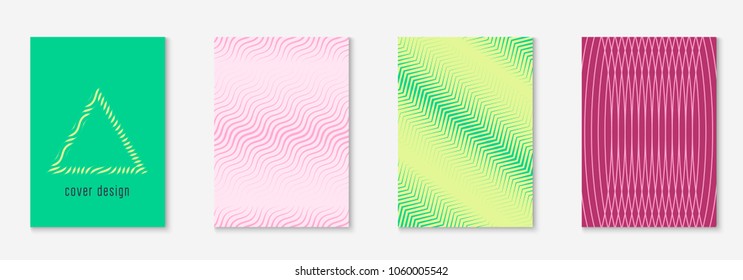 Cool cover template set. Minimal trendy vector with halftone gradients. Geometric cool cover template for flyer, poster, brochure and invitation. Minimalistic colorful shapes. Abstract illustration.