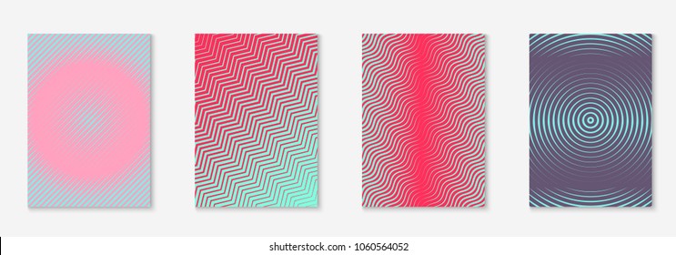 Cool cover template set. Minimal trendy vector with halftone gradients. Geometric cool cover template for flyer, poster, brochure and invitation. Minimalistic colorful shapes. Abstract illustration.
